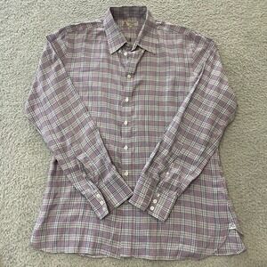 Turnbull & Asser Informalist Button‎ Down Shirt Mens L Purple Plaid Cotton